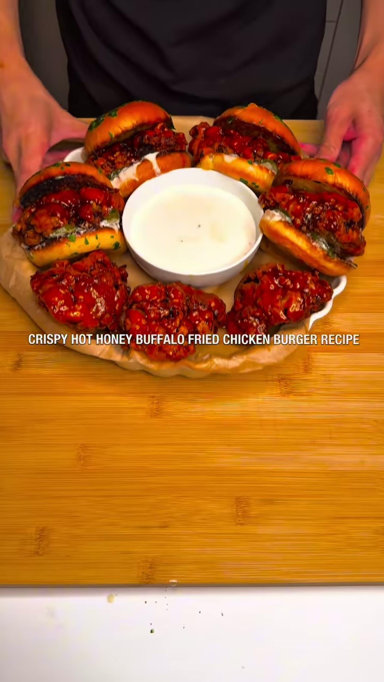 Crispy Hot Honey Buffalo Fried Chicken Burger